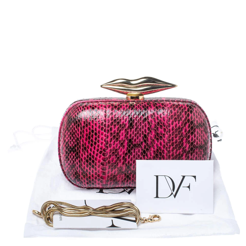 Diane Von Furstenberg Magenta/Black Python Flirty Minaudiere Chain Clutch For Women 9 Diane Von Furstenberg Magenta/Black Python Flirty Minaudiere Chain Clutch For Women - Image 9