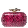 Diane Von Furstenberg Magenta/Black Python Flirty Minaudiere Chain Clutch For Women