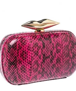 Diane Von Furstenberg Magenta/Black Python Flirty Minaudiere Chain Clutch For Women 13 Diane Von Furstenberg Magenta/Black Python Flirty Minaudiere Chain Clutch For Women -Diane Von Furstenberg shop luxury women diane von furstenberg used handbags p357170 005