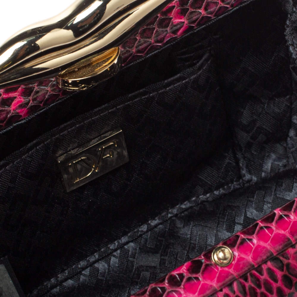Diane Von Furstenberg Magenta/Black Python Flirty Minaudiere Chain Clutch For Women 7 Diane Von Furstenberg Magenta/Black Python Flirty Minaudiere Chain Clutch For Women - Image 7