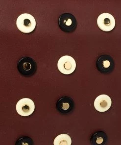 Diane Von Furstenberg Burgundy Leather Studded Flap Shoulder Bag For Women -Diane Von Furstenberg shop luxury women diane von furstenberg used handbags p358812 009