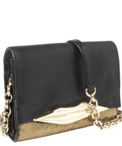 Diane Von Furstenberg Metallic Gold Fabric And Black Leather Flirty Lips Mini Crossbody Bag For Women 13 Diane Von Furstenberg Metallic Gold Fabric And Black Leather Flirty Lips Mini Crossbody Bag For Women -Diane Von Furstenberg shop luxury women diane von furstenberg used handbags p366021 006