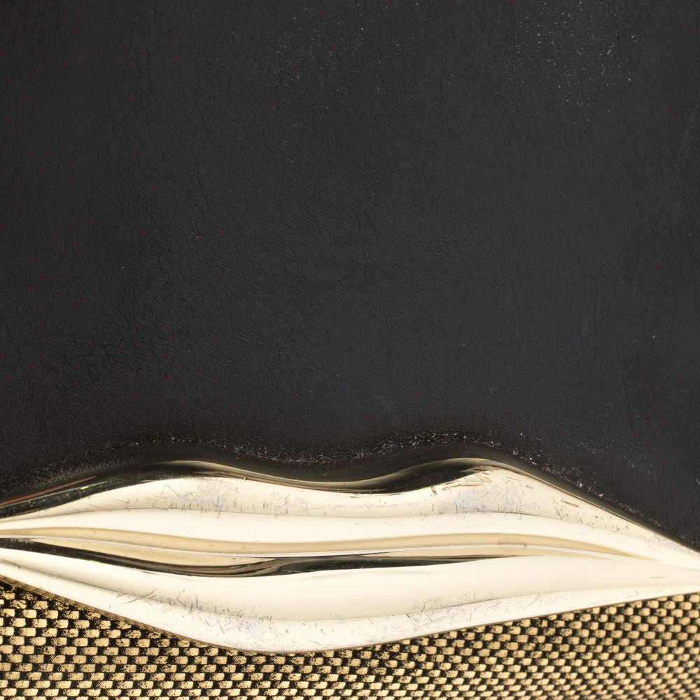 Diane Von Furstenberg Metallic Gold Fabric And Black Leather Flirty Lips Mini Crossbody Bag For Women 5 Diane Von Furstenberg Metallic Gold Fabric And Black Leather Flirty Lips Mini Crossbody Bag For Women - Image 5