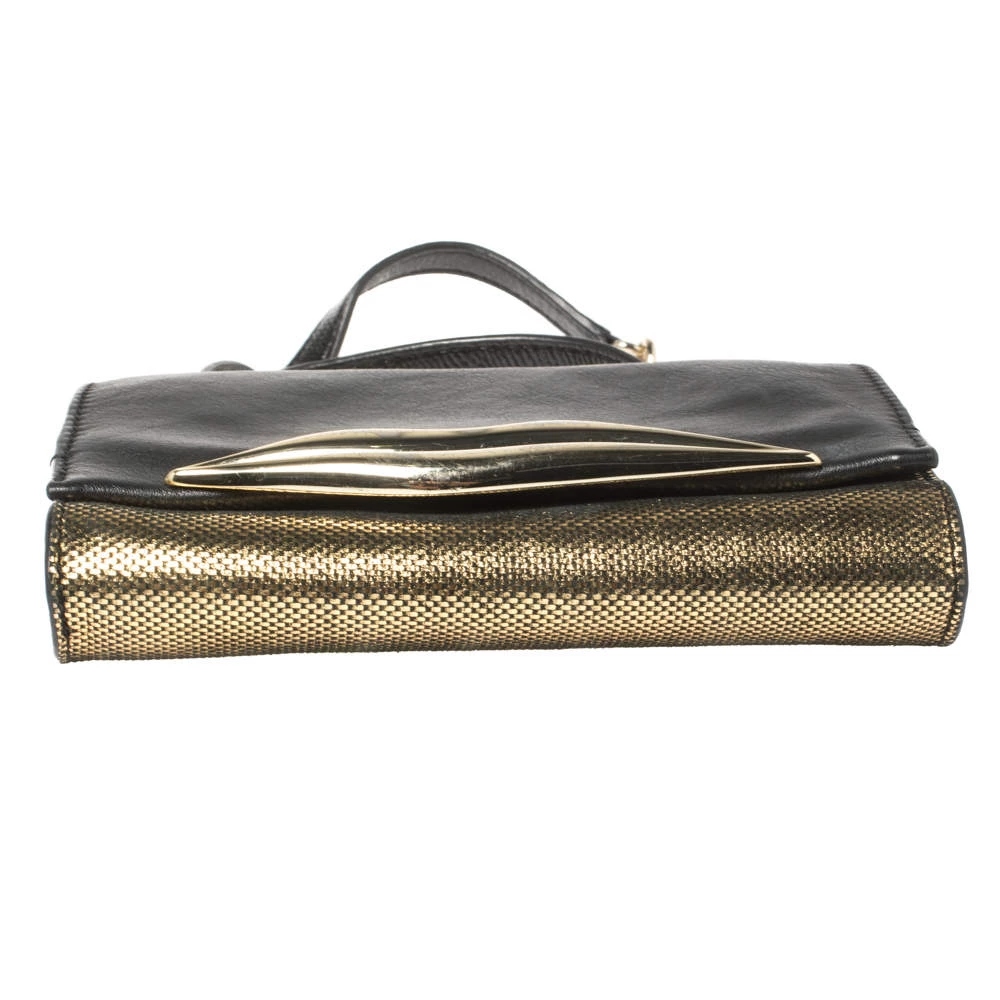 Diane Von Furstenberg Metallic Gold Fabric And Black Leather Flirty Lips Mini Crossbody Bag For Women 6 Diane Von Furstenberg Metallic Gold Fabric And Black Leather Flirty Lips Mini Crossbody Bag For Women - Image 6