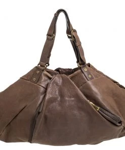 Diane Von Furstenberg Brown Leather Belle Draped Wrap Shoulder Bag For Women