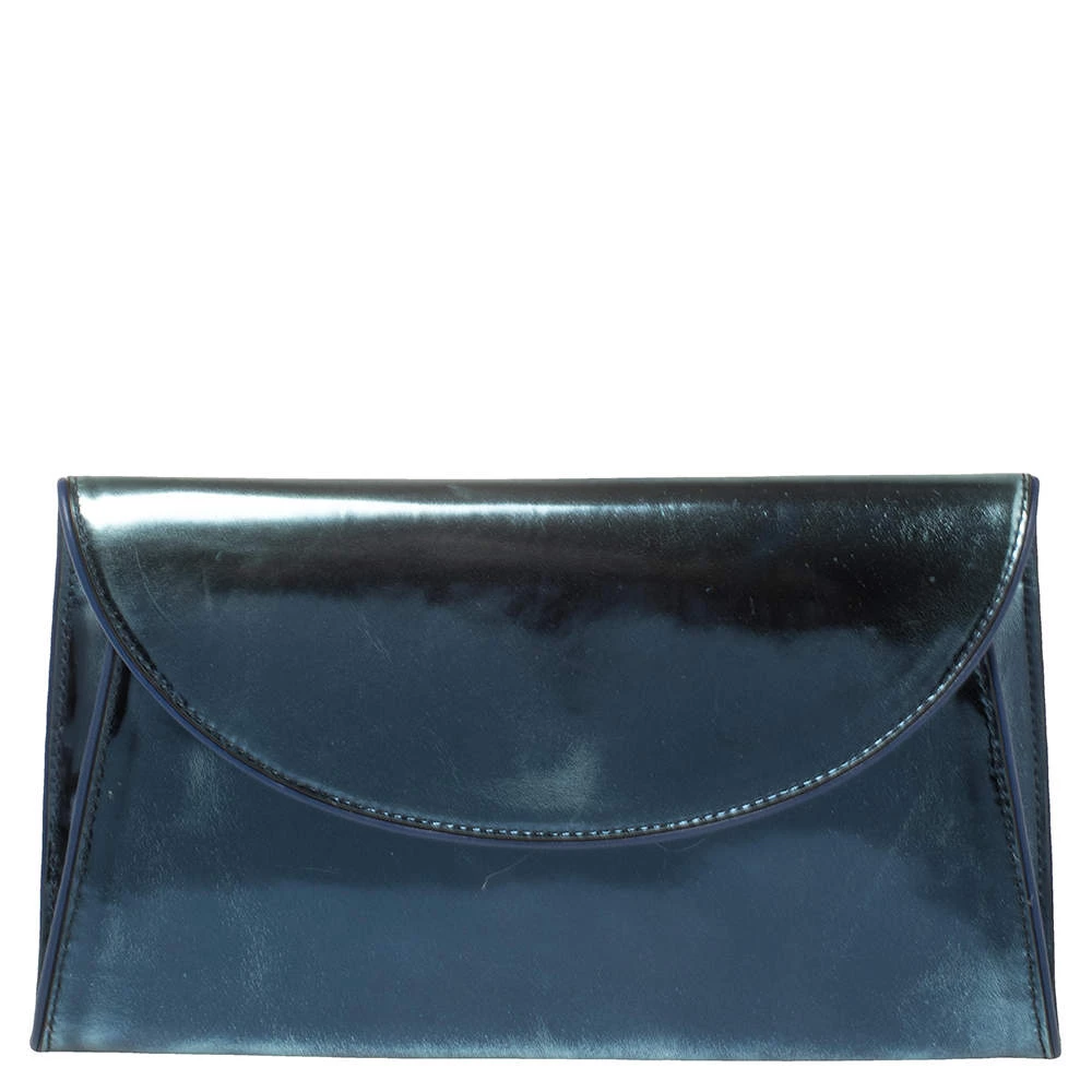 Diane Von Furstenberg Metallic Blue Patent Leather Clutch For Women 1 Diane Von Furstenberg Metallic Blue Patent Leather Clutch For Women