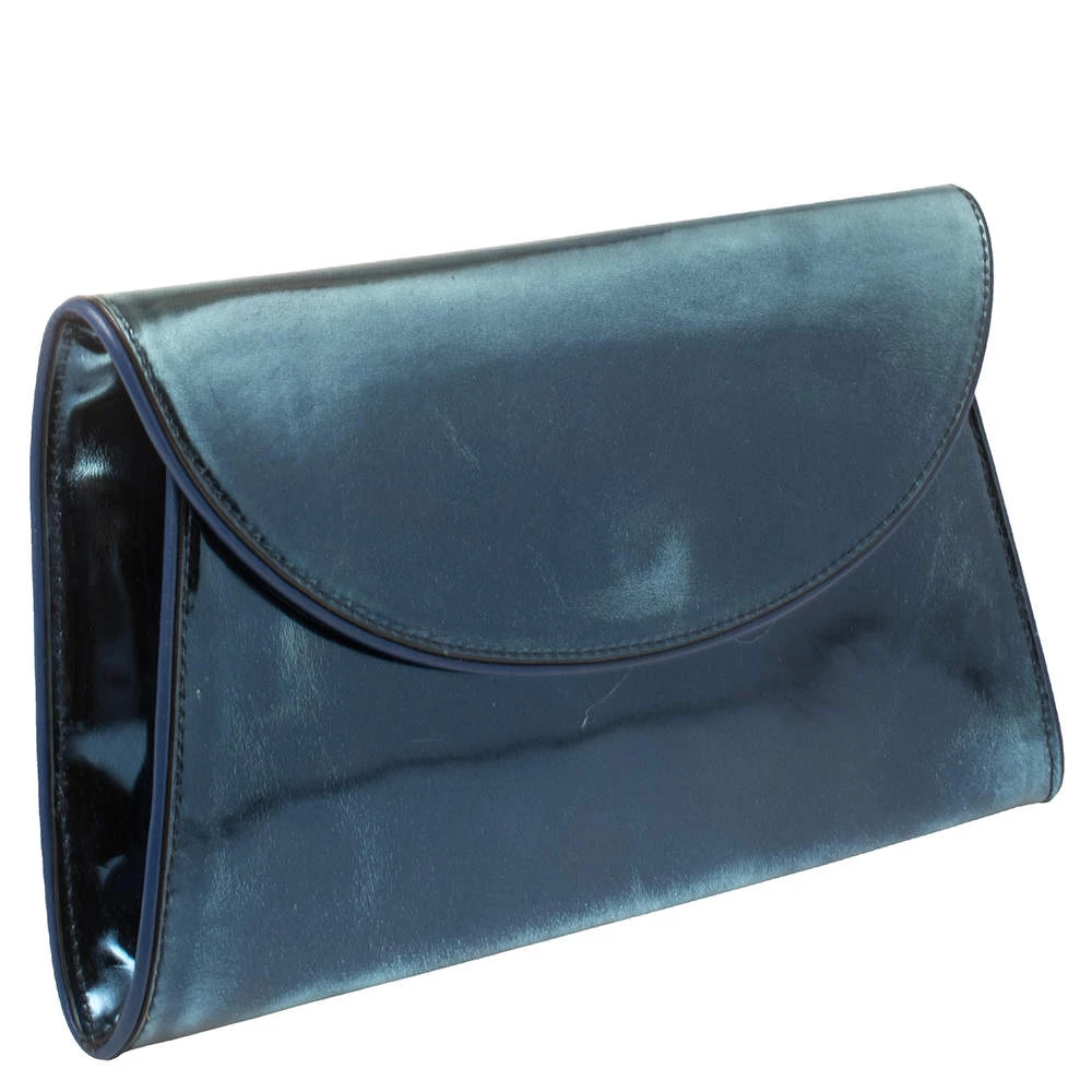 Diane Von Furstenberg Metallic Blue Patent Leather Clutch For Women 3 Diane Von Furstenberg Metallic Blue Patent Leather Clutch For Women - Image 3