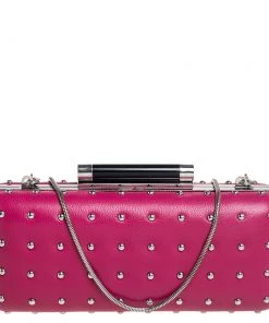Diane Von Furstenberg Pink Leather Studded Clutch For Women