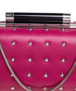 Diane Von Furstenberg Pink Leather Studded Clutch For Women -Diane Von Furstenberg shop luxury women diane von furstenberg used handbags p429967 010