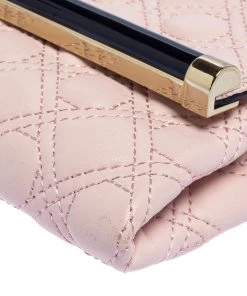 Diane Von Furstenberg Salmon Pink Quilted Leather 440 Flap Clutch For Women -Diane Von Furstenberg shop luxury women diane von furstenberg used handbags p450150 003