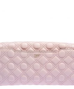Diane Von Furstenberg Salmon Pink Quilted Leather 440 Flap Clutch For Women -Diane Von Furstenberg shop luxury women diane von furstenberg used handbags p450150 007
