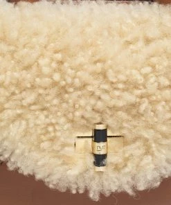 Diane Von Furstenberg Brown Leather And Cream Shearling Fur Mini Secret Agent Tote For Women -Diane Von Furstenberg shop luxury women diane von furstenberg used handbags p454966 007