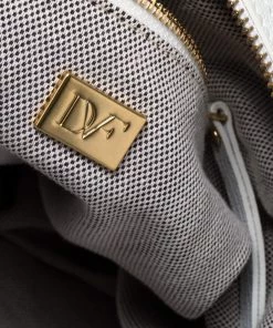 Diane Von Furstenberg White Chainlink Leather Medium Stephanie Hobo For Women -Diane Von Furstenberg shop luxury women diane von furstenberg used handbags p468708 009