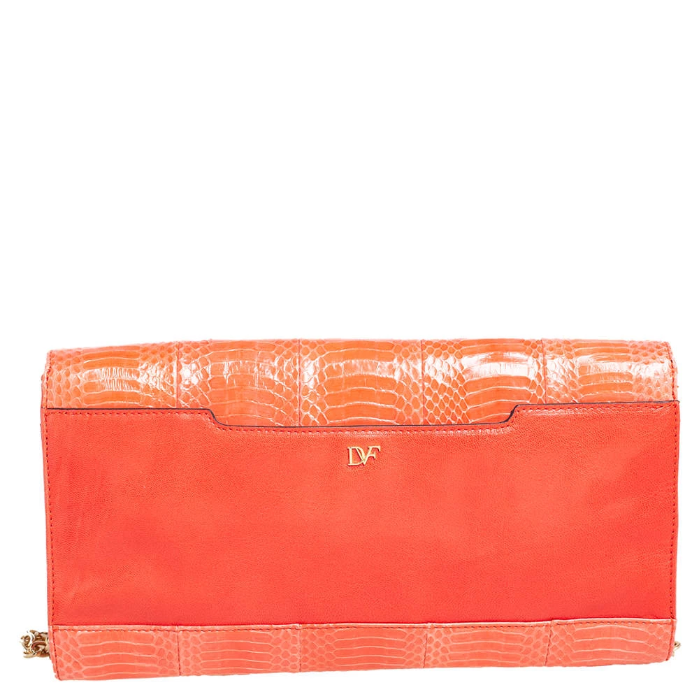 Diane Von Furstenberg Orange Snakeskin Carolina Lips Crossbody Bag For Women 4 Diane Von Furstenberg Orange Snakeskin Carolina Lips Crossbody Bag For Women - Image 4