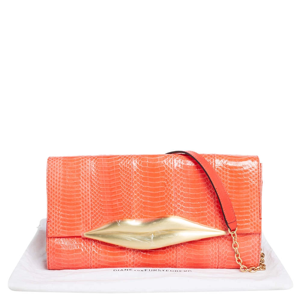 Diane Von Furstenberg Orange Snakeskin Carolina Lips Crossbody Bag For Women 9 Diane Von Furstenberg Orange Snakeskin Carolina Lips Crossbody Bag For Women - Image 9
