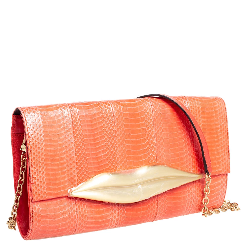 Diane Von Furstenberg Orange Snakeskin Carolina Lips Crossbody Bag For Women 3 Diane Von Furstenberg Orange Snakeskin Carolina Lips Crossbody Bag For Women - Image 3