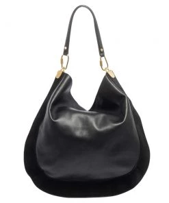 Diane Von Furstenberg Black Leather And Suede Moon Whisky Hobo For Women