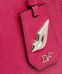 Diane Von Furstenberg Fuchsia Leather On The Go Tote For Women -Diane Von Furstenberg shop luxury women diane von furstenberg used handbags p502440 013