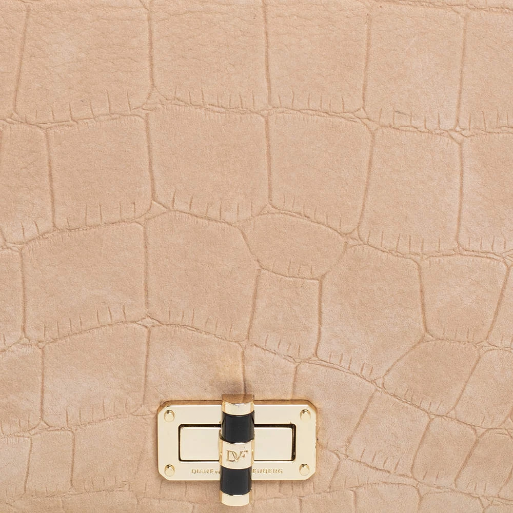 Diane Von Furstenberg Beige Croc Embossed Nubuck Leather 440 Les Crossbody Bag For Women 5 Diane Von Furstenberg Beige Croc Embossed Nubuck Leather 440 Les Crossbody Bag For Women - Image 5
