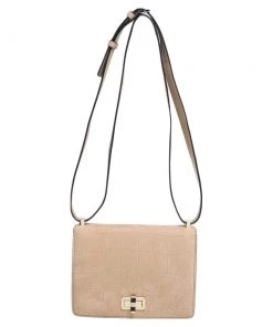 Diane Von Furstenberg Beige Croc Embossed Nubuck Leather 440 Les Crossbody Bag For Women