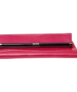 Diane Von Furstenberg Pink Lizard Embossed Leather 440 Envelope Clutch For Women -Diane Von Furstenberg shop luxury women diane von furstenberg used handbags p534214 011