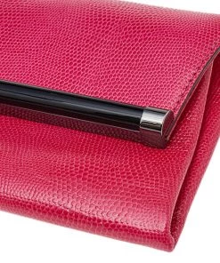 Diane Von Furstenberg Pink Lizard Embossed Leather 440 Envelope Clutch For Women -Diane Von Furstenberg shop luxury women diane von furstenberg used handbags p534214 012