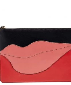 Diane Von Furstenberg Multicolor Leather Lip Zip Pouch For Women