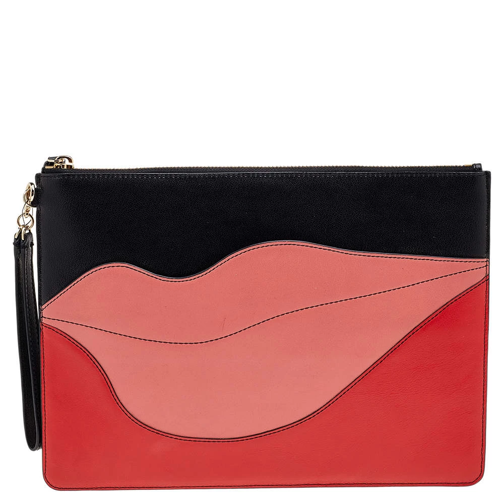 Diane Von Furstenberg Multicolor Leather Lip Zip Pouch For Women 1 Diane Von Furstenberg Multicolor Leather Lip Zip Pouch For Women