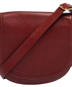 Diane Von Furstenberg Red Leather Small Saddle Crossbody Bag For Women
