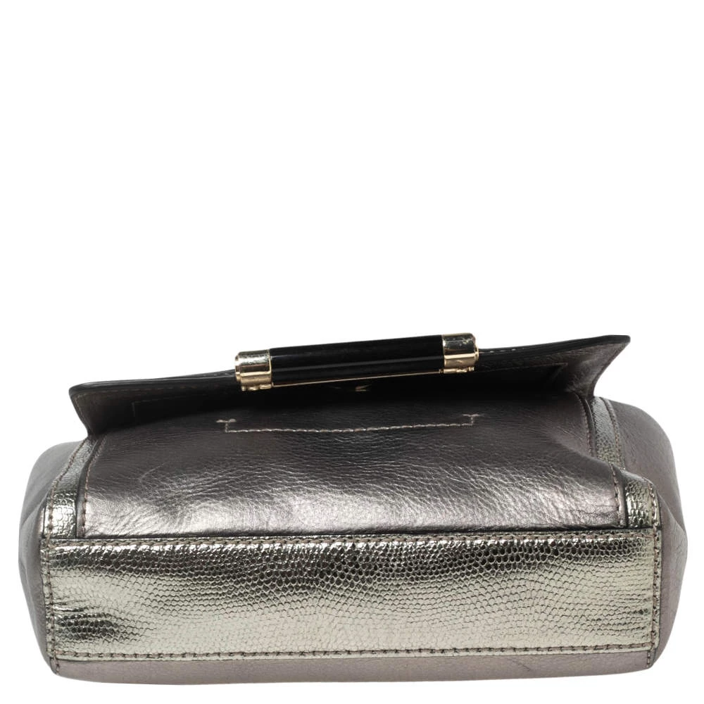 Diane Von Furstenberg Grey/Metallic Lizard Embossed And Leather Mini 440 Shoulder Bag For Women 6 Diane Von Furstenberg Grey/Metallic Lizard Embossed And Leather Mini 440 Shoulder Bag For Women - Image 6