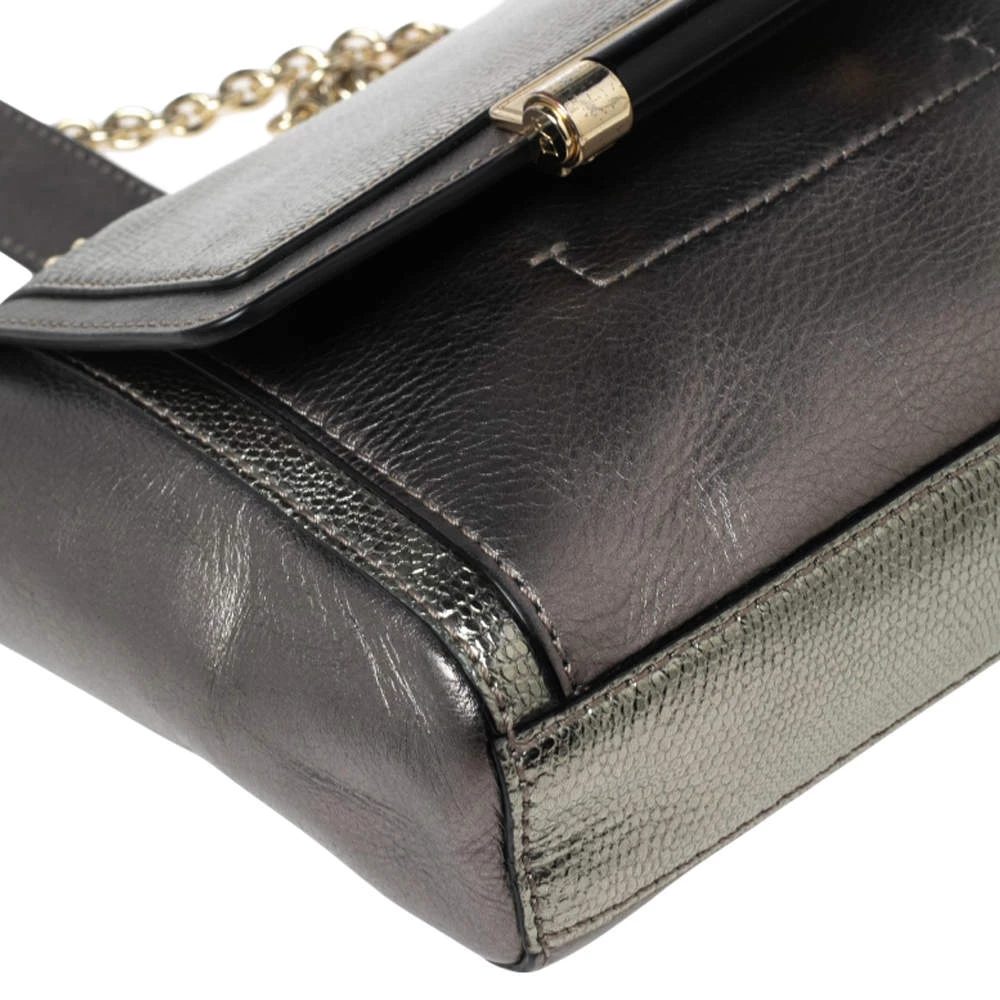 Diane Von Furstenberg Grey/Metallic Lizard Embossed And Leather Mini 440 Shoulder Bag For Women 10 Diane Von Furstenberg Grey/Metallic Lizard Embossed And Leather Mini 440 Shoulder Bag For Women - Image 10