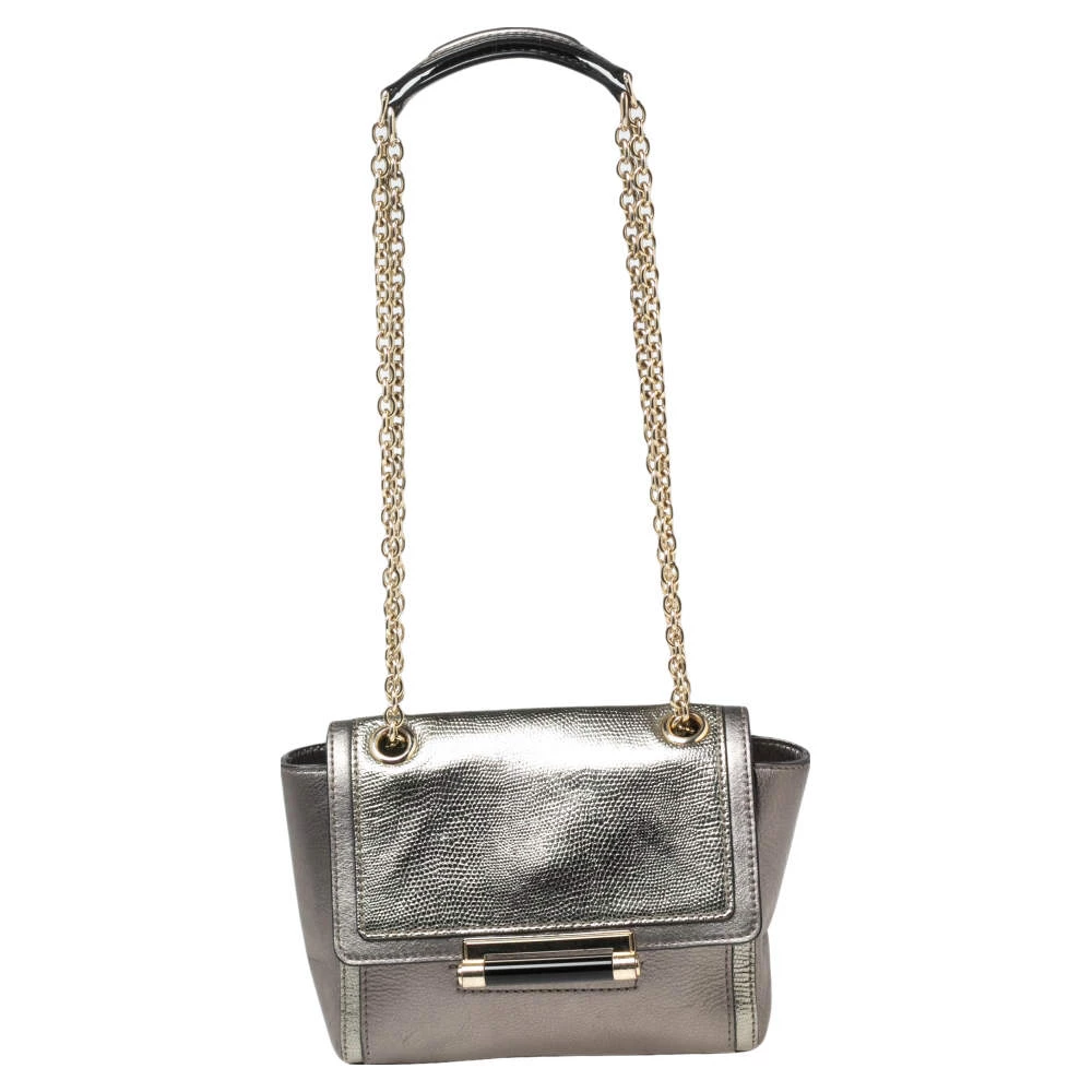 Diane Von Furstenberg Grey/Metallic Lizard Embossed And Leather Mini 440 Shoulder Bag For Women 1 Diane Von Furstenberg Grey/Metallic Lizard Embossed And Leather Mini 440 Shoulder Bag For Women