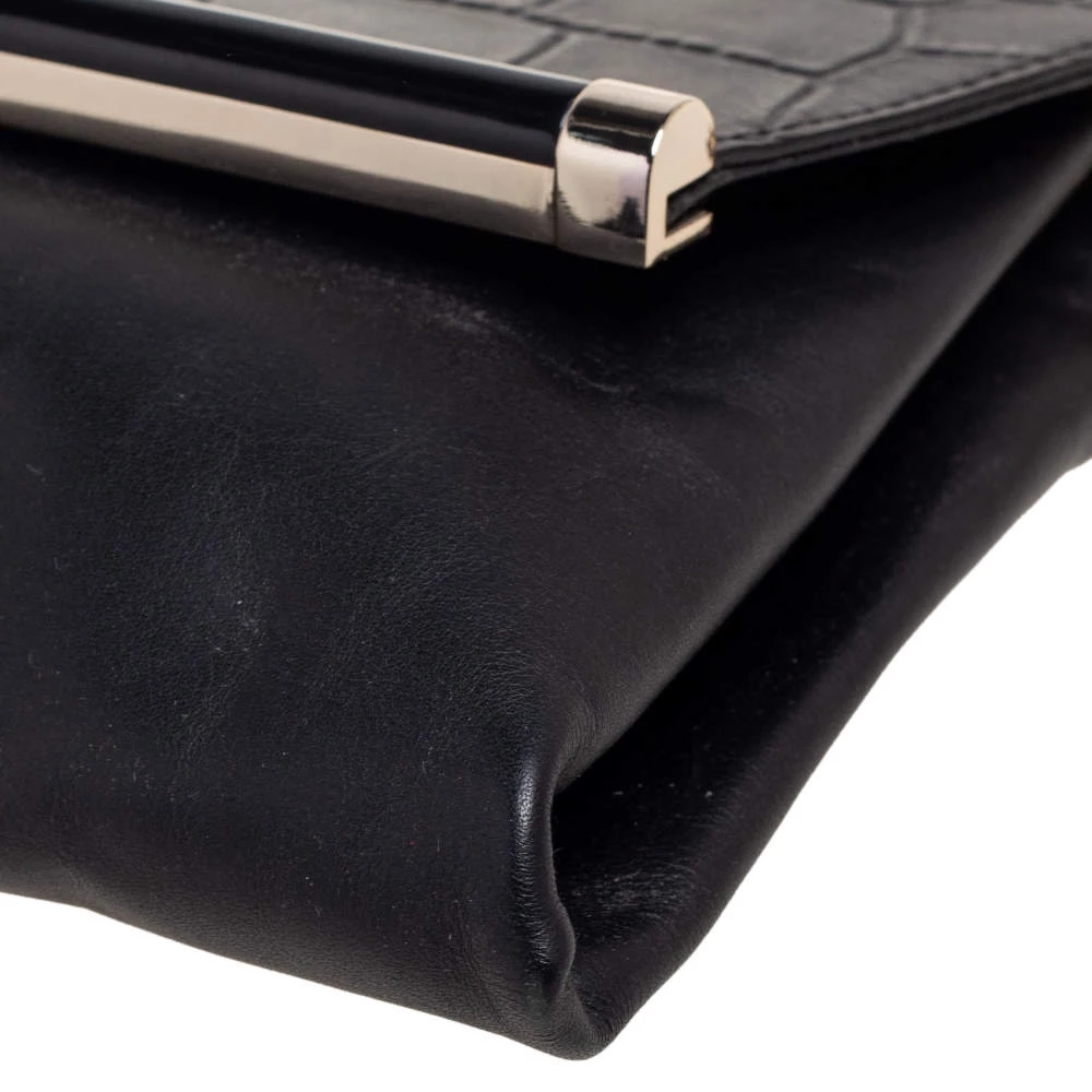 Diane Von Furstenberg Black Leather And Croc Embossed Leather Flap Shoulder Bag For Women 11 Diane Von Furstenberg Black Leather And Croc Embossed Leather Flap Shoulder Bag For Women - Image 11