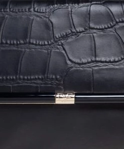 Diane Von Furstenberg Black Leather And Croc Embossed Leather Flap Shoulder Bag For Women 15 Diane Von Furstenberg Black Leather And Croc Embossed Leather Flap Shoulder Bag For Women -Diane Von Furstenberg shop luxury women diane von furstenberg used handbags p575825 008