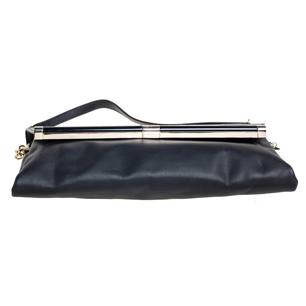 Diane Von Furstenberg Black Leather And Croc Embossed Leather Flap Shoulder Bag For Women 6 Diane Von Furstenberg Black Leather And Croc Embossed Leather Flap Shoulder Bag For Women - Image 6