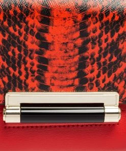 Diane Von Furstenberg Red Python Effect And Leather Mini Micro Highline Crossbody Bag For Women -Diane Von Furstenberg shop luxury women diane von furstenberg used handbags p601069 009