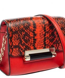 Diane Von Furstenberg Red Python Effect And Leather Mini Micro Highline Crossbody Bag For Women -Diane Von Furstenberg shop luxury women diane von furstenberg used handbags p601069 011