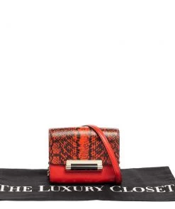 Diane Von Furstenberg Red Python Effect And Leather Mini Micro Highline Crossbody Bag For Women -Diane Von Furstenberg shop luxury women diane von furstenberg used handbags p601069 014