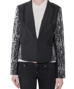 Diane Von Furstenberg Black Crepe Jacquard Paneled Olena Jacket M For Women